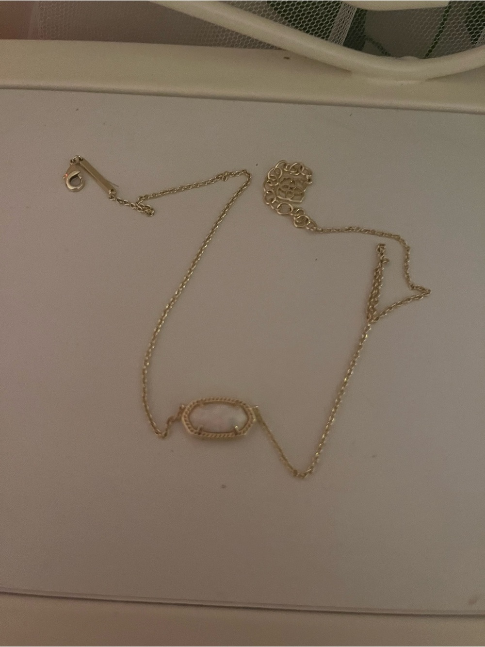 Kendra Scott Gold Chain Necklace with White Oval Stone